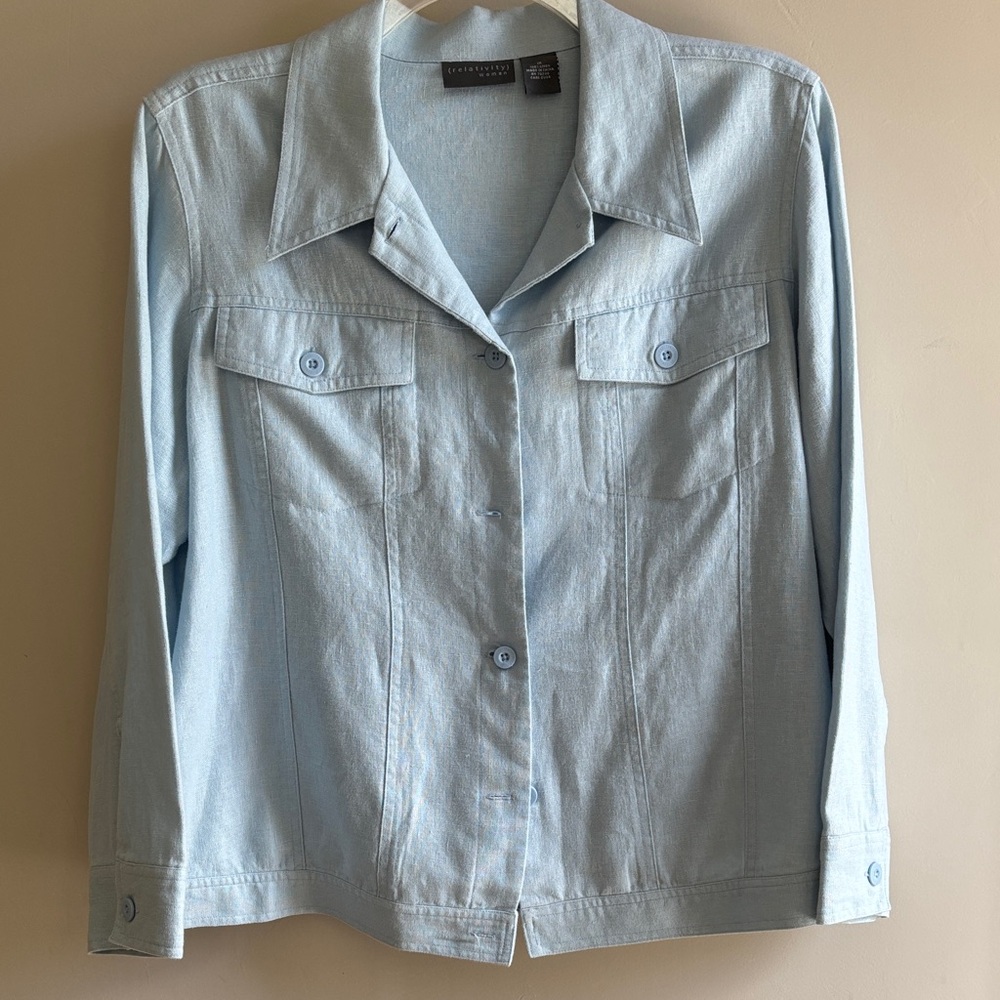 Relativity Light Blue Linen Jacket